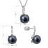 Фото #2 товара Pearl set with zircons Pavona 29072.3B black (earrings, chain, pendant)
