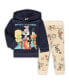 Фото #1 товара Toddler Boys and Girls Navy, Tan Space Jam Pullover Hoodie and Joggers Set