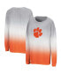 ფოტო #2 პროდუქტის Women's Heather Gray, Heather Orange Clemson Tigers Winkle Dip-Dye Long Sleeve T-shirt