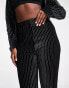 Фото #3 товара I Saw It First flared stripe velvet trousers co-ord in black