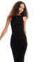 COLLUSION slash neck ribbed maxi dress in black