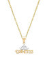 Фото #3 товара Disney children's Princess Tiara 15" Pendant Necklace in 14k Gold