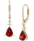 ფოტო #1 პროდუქტის Garnet (1-3/4 ct. t.w.) & Diamond (1/20 ct. t.w.) Leverback Drop Earrings in 14k Gold