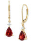 Garnet (1-3/4 ct. t.w.) & Diamond (1/20 ct. t.w.) Leverback Drop Earrings in 14k Gold