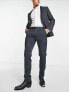 Twisted Tailor garland skinny suit trousers in black with teal houndstooth jacquard