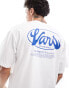 Vans global line shot sleeve back print t-shirt in white and blue