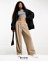 Фото #1 товара Vero Moda Petite jersey wide leg dad trousers in stone