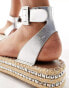 South Beach studded two part espadrille sandals in silver