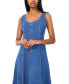 Фото #3 товара Women's Scoop-Neck Sleeveless Denim Fit & Flare Dress