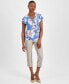 Petite Floral-Print Lace-Up-Neck Top, Created for Macy's