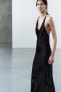 Фото #5 товара Атласное платье-комбинация с горловиной халтер ZARA