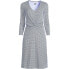 ფოტო #6 პროდუქტის Petite Lightweight Cotton Modal 3/4 Sleeve Fit and Flare V-Neck Dress