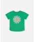 Girl Crinkle Jersey Top With Applique Spring Green - Toddler|Child