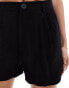 Фото #5 товара Stradivarius linen look pull on short in black