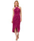 ფოტო #3 პროდუქტის Women's Crinkle Metallic Halter Midi Dress