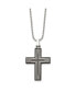 Фото #3 товара Chisel laser Etched Black IP-plated Cross Pendant Ball Chain Necklace