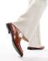 London Rebel X penny loafers in chestnut brown and white