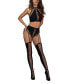 Фото #1 товара Women's Bralette with Garter Panty & Stockings Lingerie Set