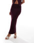 Kaiia fine knit column maxi skirt co-ord in burgundy