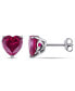 ფოტო #1 პროდუქტის Lab Grown Ruby (5 1/2 ct. t.w.) Heart Stud Earrings in Sterling Silver