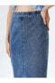 Фото #38 товара Миди джинсовая юбка с разрезом сзади Koton 4WAL70015MD темно-индиго