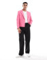 ASOS DESIGN slim fit suit jacket with panel detail in pink