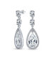 ფოტო #2 პროდუქტის Art Deco Style Wedding Clear AAA Cubic Zirconia Halo Large Teardrop CZ Statement Dangle Chandelier Earrings For Women Bridal Party Silver Plated