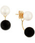 Фото #1 товара Серьги Macy's Pearl & Onyx Front/Back