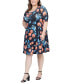 Plus Size Elbow Sleeve Knee Length Dress