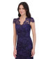 Фото #3 товара Women's Metallic Floral Lace Cap-Sleeve Gown