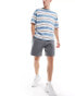 Pull&Bear premium jersey short in charcoal