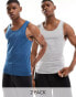 ASOS DESIGN 2 pack muscle fit vests in grey marl and navy