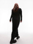 Topshop Curve super soft long sleeve shaping midi dress in black