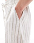 Фото #3 товара Vero Moda linen blend loose a line shorts co-ord in white and brown stripe