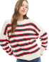 Cotton On crew neck pullover jumper in red stripe