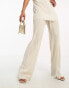 River Island co-ord plisse flare trousers in cream