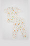 Фото #5 товара Пижама детская с короткими рукавами с цветочным рисунком defacto C2033A524SM