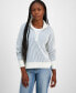 Фото #1 товара Juniors' Half-Zip Two-Tone-Knit Sweater