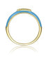 Фото #2 товара RA Young Adults/Teens 14k Yellow Gold Plated with Cubic Zirconia Blue Enamel Slim Stacking Band Ring