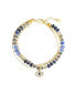 ფოტო #1 პროდუქტის Cubic Zirconia Multi Blue Glass Evil Eye Triple Strand Bracelet