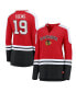 Фото #1 товара Women's Jonathan Toews Red and Black Chicago Blackhawks Power Player Long Sleeve Notch Neck T-shirt