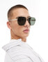 Фото #3 товара River Island gold green metal navigator sunglasses in gold