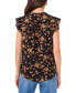 Women's Floral Flutter-Sleeve Top