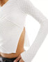 Фото #4 товара ASOS DESIGN long sleeve textured top in off white