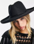 Фото #2 товара ASOS DESIGN structured wide brim fedora hat in black with trim detail