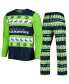 Фото #1 товара Men's College Navy Seattle Seahawks Team Ugly Pajama Set