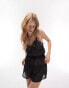 Фото #2 товара Topshop sheer stripe lace trim teddy in black