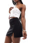 Фото #8 товара ASOS DESIGN bengaline micro mini skirt with split detail in black