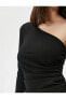 Фото #9 товара 4sak80003ek 999 Siyah Kadın Elastan Jersey Elbise