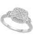 Фото #1 товара Diamond Square Halo Cluster Engagement Ring (1 ct. t.w.) in 14k White Gold